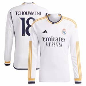 MAILLOT REAL MADRID DOMICILE TCHOUAMENI MANCHES LONGUES 2023-2024